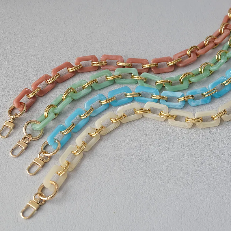 Chunky Bag Strap Replacement Chain Acrylic Resin Alloy Metal Links For Handbag Shoulder Bag Decorative Handle