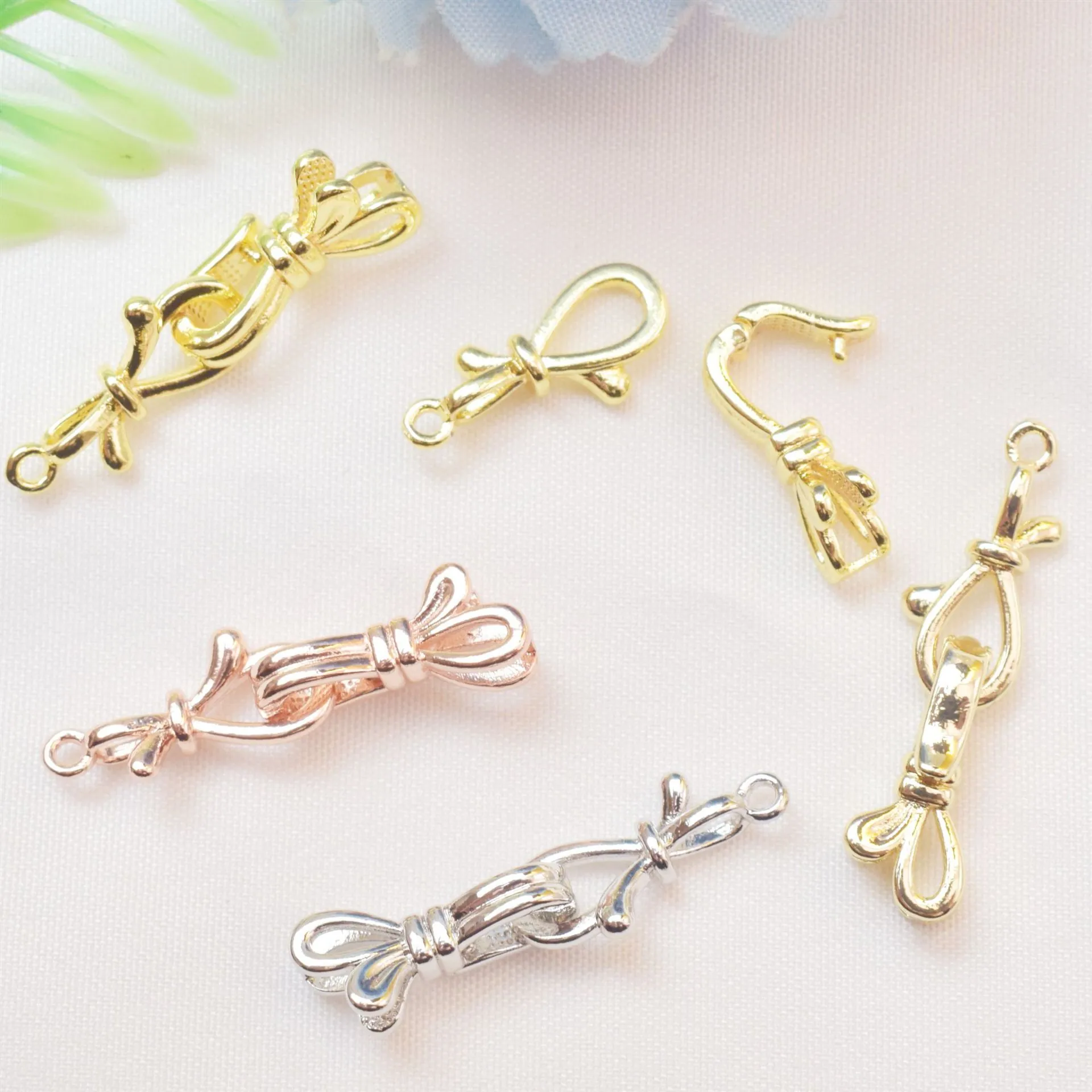 Strik Verbindingssluiting Gesp Verguld Koper Voor DIY Sieraden Maken Ketting Armband Sluiting Connector Elegant