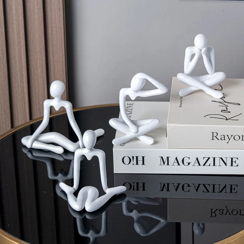 Abstract Thinker Statue Minimalist Sculpture ABS Plastic Modern Art Figurine For Home Office Desk Decor