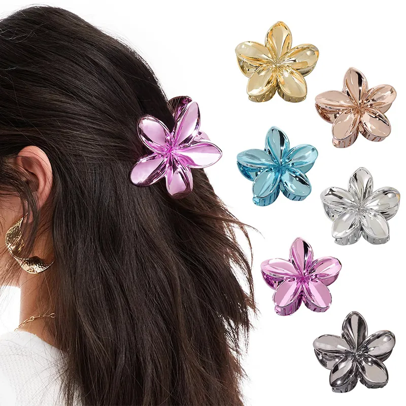 Pince À Cheveux Fleur En Métal Forme De Plumeria Alliage Galvanisé Élégant Accessoire De Coiffure Pour Femmes