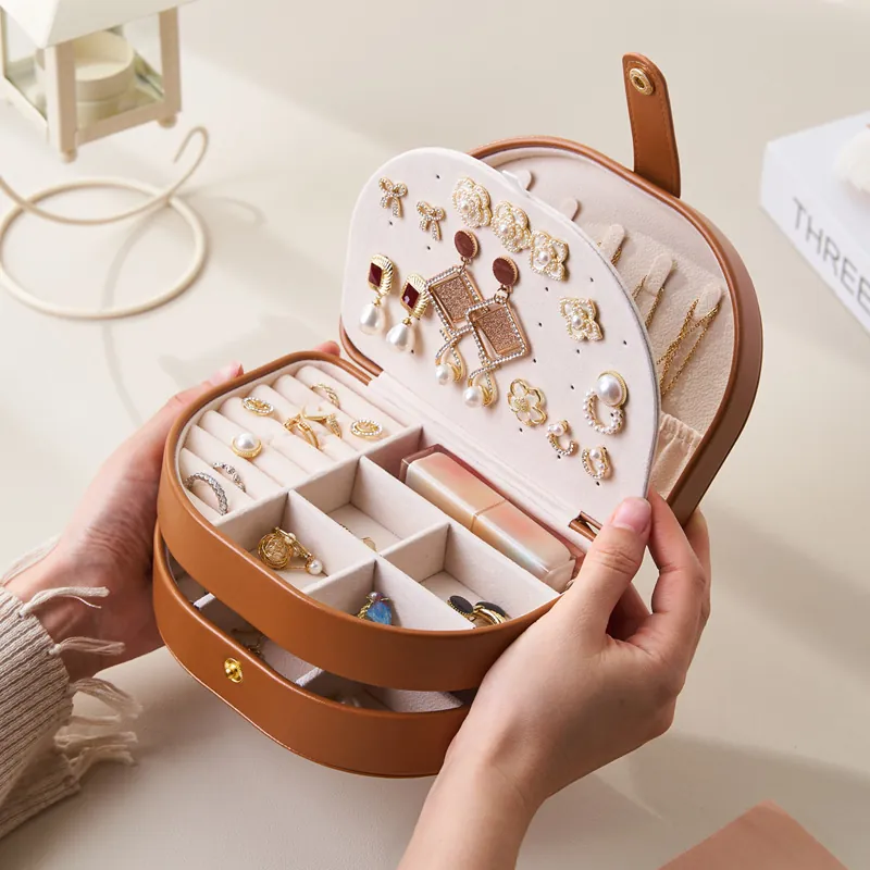 Jewelry Box Multi Layer PU Leather Portable Waterproof Storage Organizer For Rings Earrings Necklaces Travel Case