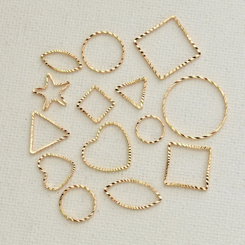 Geometrische Hohlrahmen Anhänger Gold Vergoldetes Kupfer Texturierte Schmuckherstellung DIY Ohrringe Halskette Charms Form