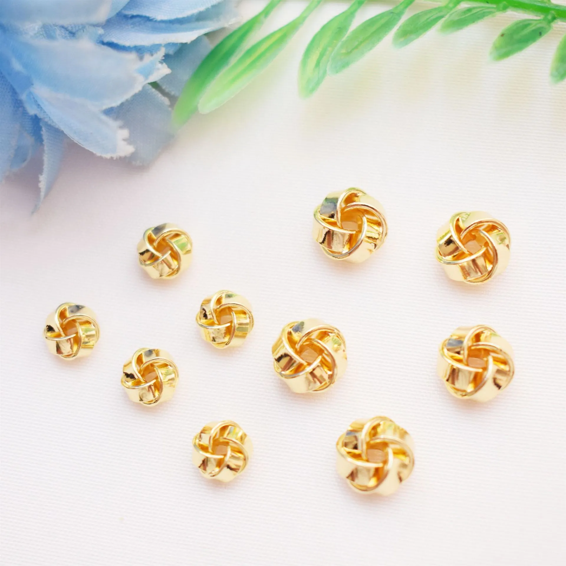 Cuentas Espaciadoras De Nudo Hueco De Cobre Chapado En Oro Cuentas Sueltas Geométricas Para Fabricación De Joyas DIY Pulseras Collares
