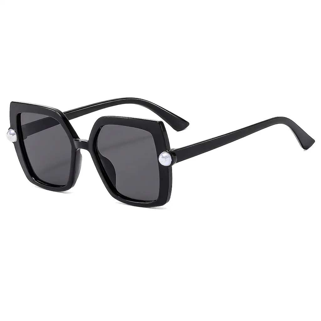 Kids Square Sunglasses With Artificial Pearl Accents PC Frame AC Lens UV Protection Outdoor Travel Fashion Eyewear For Boys Girls