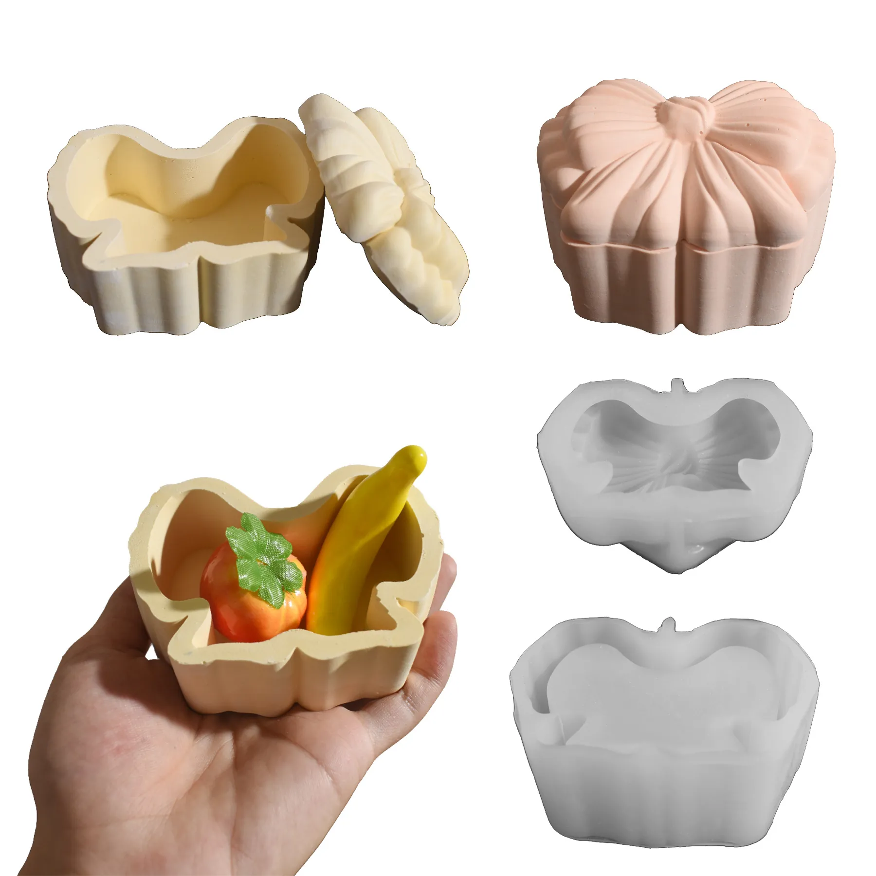 Bowknot Storage Box Silicone Mold DIY Resin Jewelry Case Candle Cup Making Tool Desktop Ornament