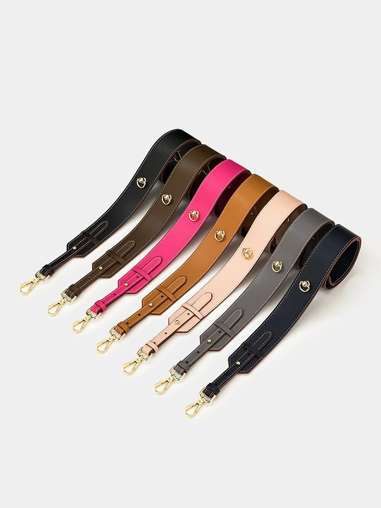 Adjustable Wide Bag Strap Replacement Microfiber Leather Shoulder Belt Retro Solid Color With Metal Buckle For Women Handbags