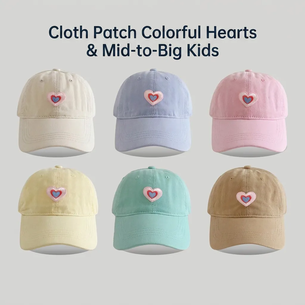 Adjustable Washed Cotton Baseball Cap With Heart Embroidery For Women And Kids Casual Outdoor Fashion Sun Hat Trucker Cap