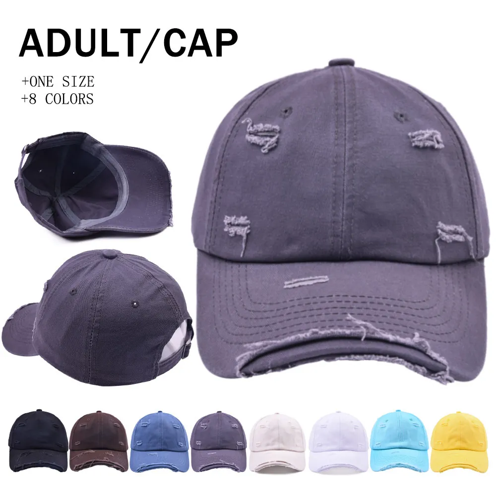 Distressed Baseball Cap Cotton Washed Retro Outdoor Sun Protection Adjustable Hat For Men Women