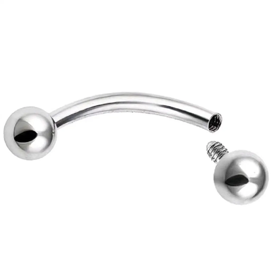 G23 Titanium Curved Barbell Piercing Eyebrow Ring Internally Threaded Ball Spike Ends Minimalist Body Jewelry