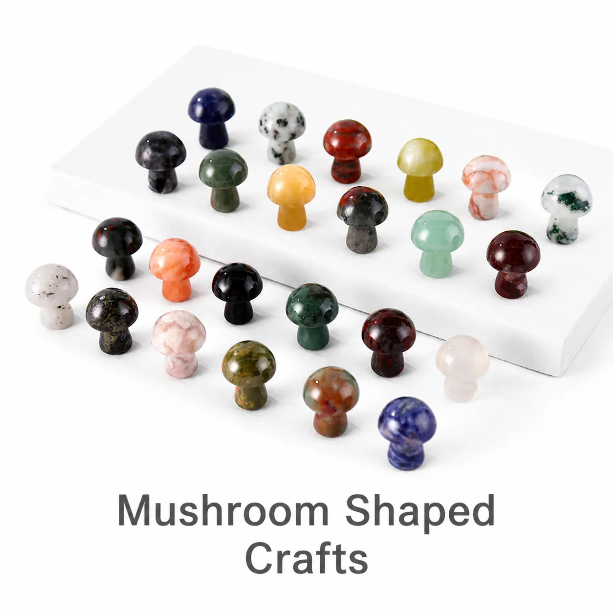 Mini Fungo Pietra Naturale Cristallo Agata Lucidato Piccoli Ornamenti Da Scrivania Gioielli DIY Charms Misti Colorati