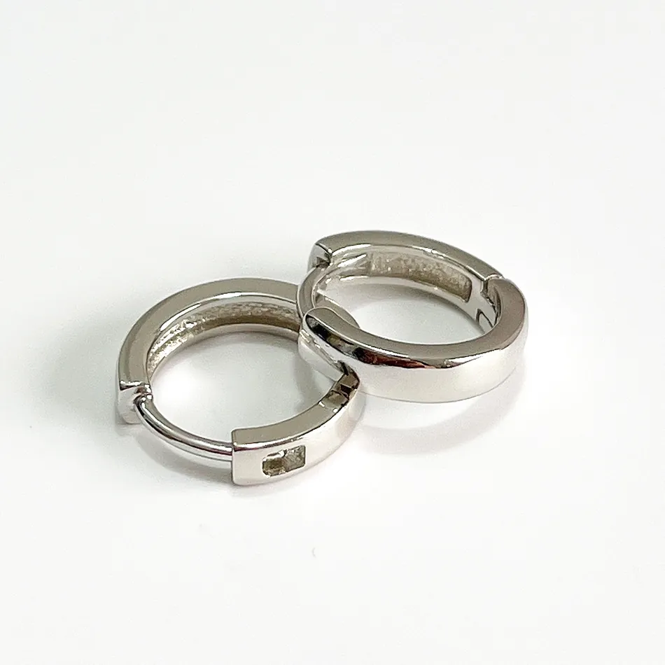 Orecchini A Cerchio Lucidi Minimalisti Argento Sterling 925 Piccolo Stile Huggie Gioielli Donna