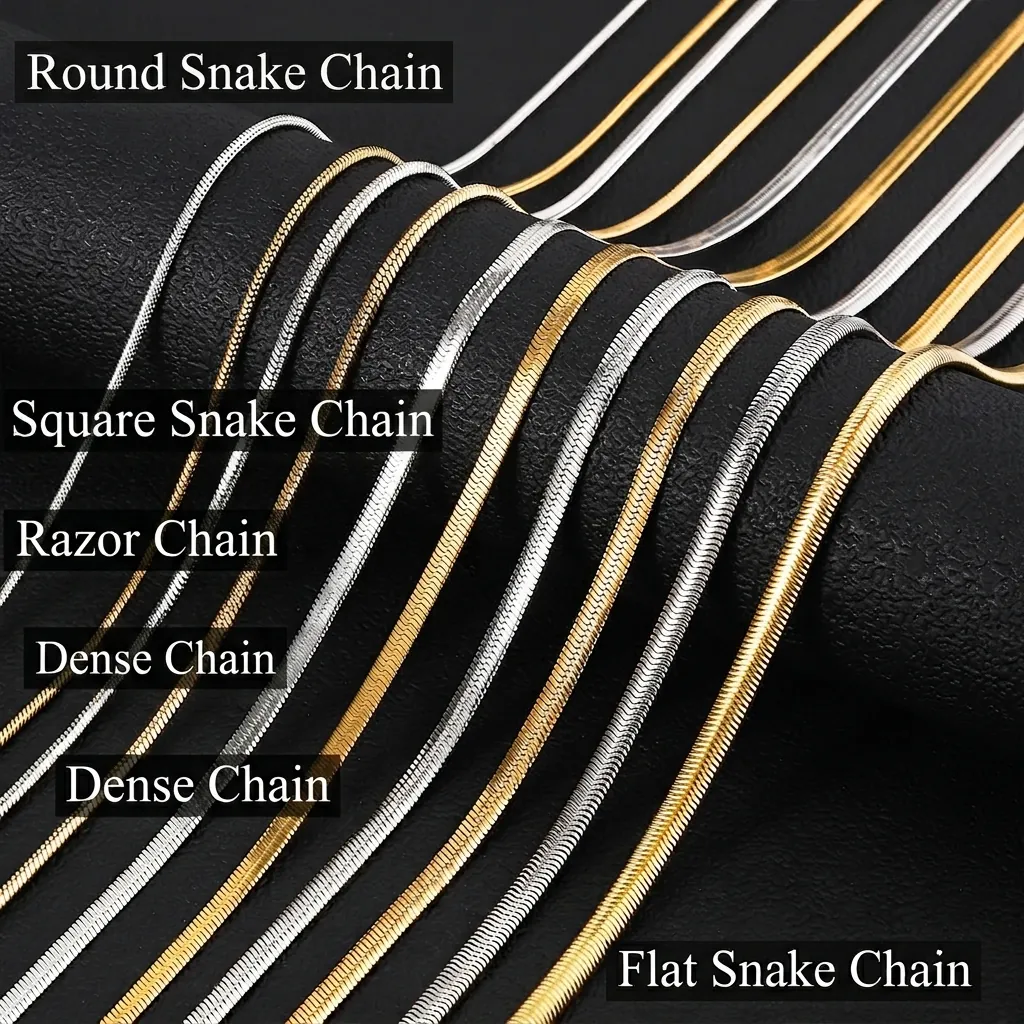 Collier Chaîne En Os De Serpent En Acier Inoxydable Plaqué Or 18K Minimaliste Bijoux De Chaîne De Clavicule Pour Femmes Hommes