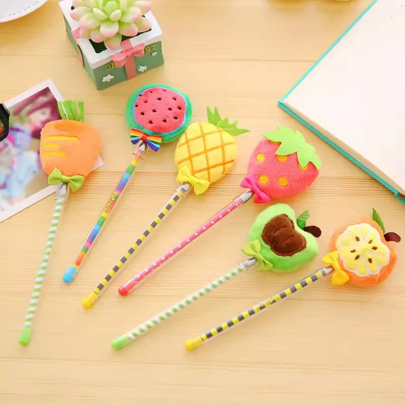 Simpatica Penna Gel Decorativa In Peluche Di Frutta Plastica Punta Fine Scrittura Fluida Cancelleria Per Studenti Ufficio