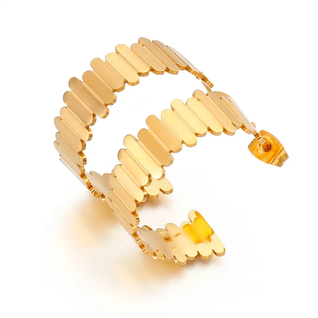 Créoles En Forme De C Mode Acier Inoxydable Géométrique Texture Clôture Style Ins Exagéré Bijoux Pour Femmes Filles