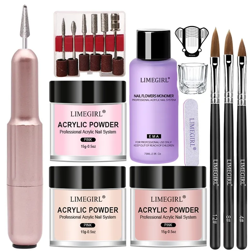 Professional Acrylic Nail Art Electric Drill Liquid Monomer Powder Brush Beginner Manicure Salon Tools
