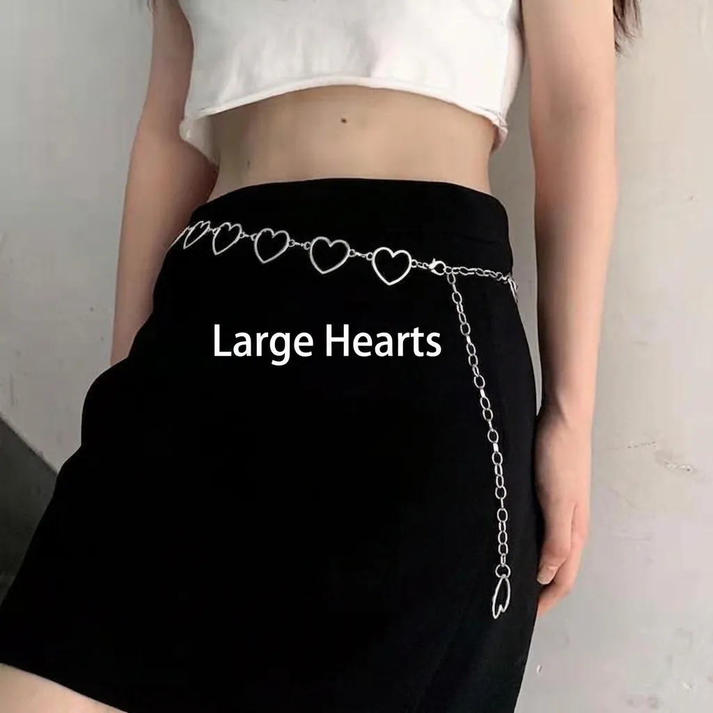 Catena da Vita a Forma di Cuore Cavo in Lega Hip Hop per Uomo Donna Catena per il Corpo in Metallo Regolabile Gioielli Punk Streetwear