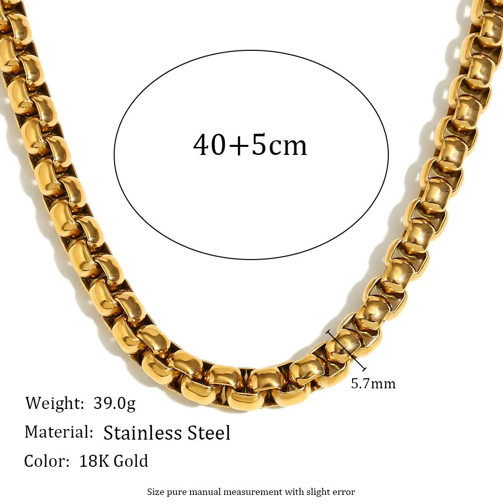 Collana Bracciale Catena Serpente in Acciaio Inossidabile Placcato Oro 18K per Donna Gioielli Hip Hop Chic Catena a Scatola