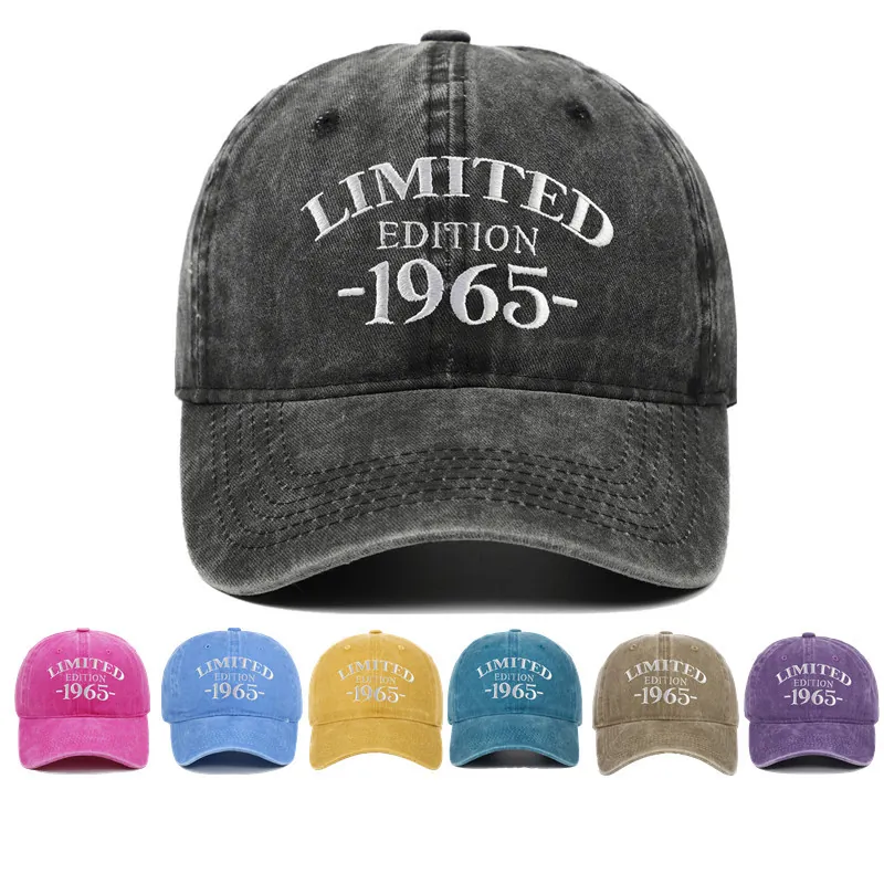Retro Washed Cotton Baseball Cap Distressed Limited Edition 1965 Embroidery Adjustable Unisex Sport Sun Hat