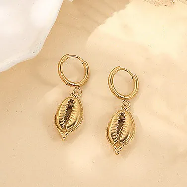 Vintage Conch Starfish Star Hoop Earrings Necklace Jewelry Stainless Steel 18K Gold Plated Bohemian Women