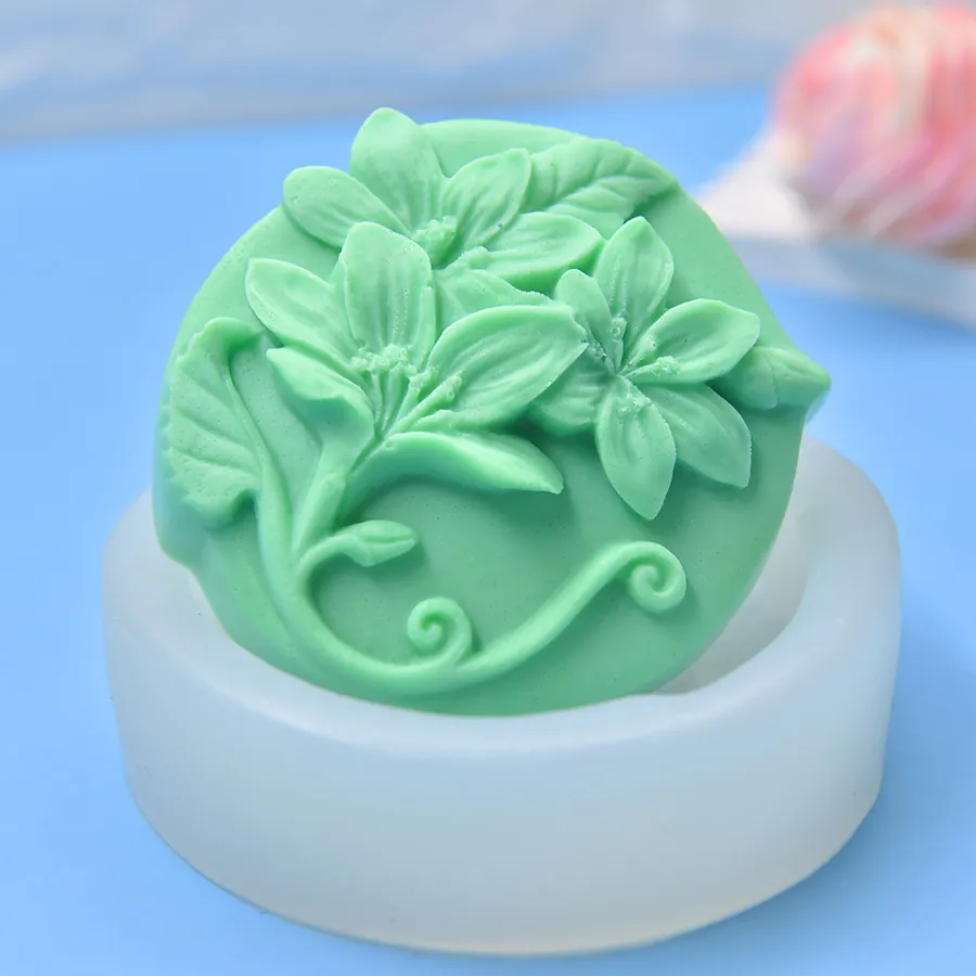 Lily Flower Silicone Mold DIY Handmade Soap Candle Making 3D Floral Embossed Cake Fondant Baking Tool