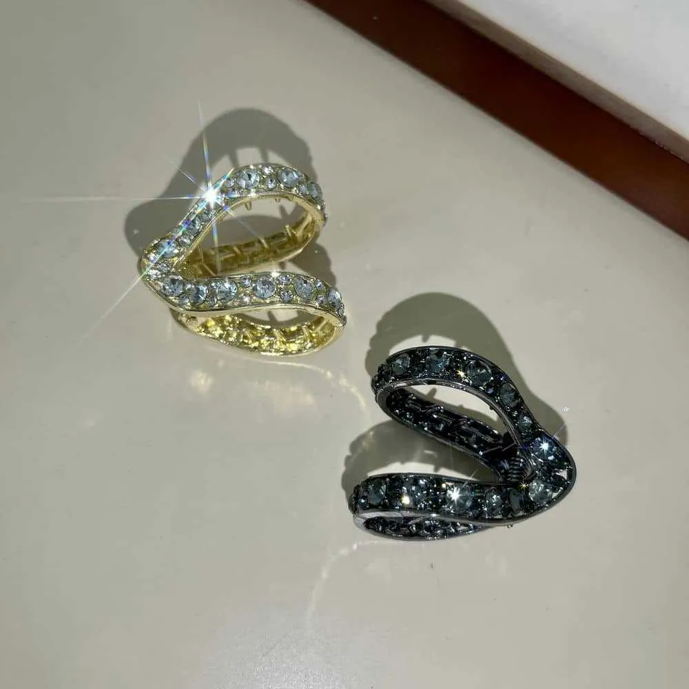Molletta Per Capelli In Metallo A Forma Di V Con Strass Luccicanti Clip Di Squalo Elegante Copricapo Per Donne