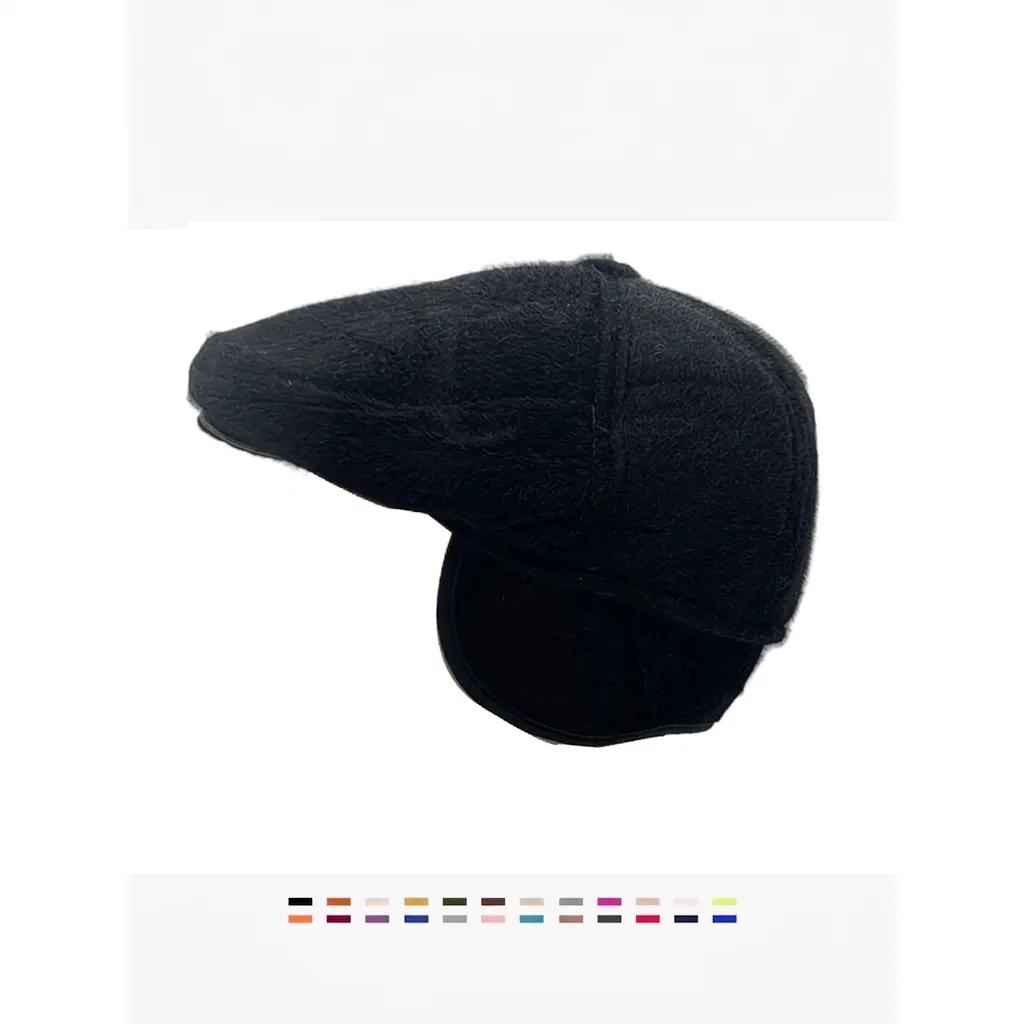 Men Winter Flat Cap Faux Fur Warm Ear Protection Windproof Ivy Hat For Elderly