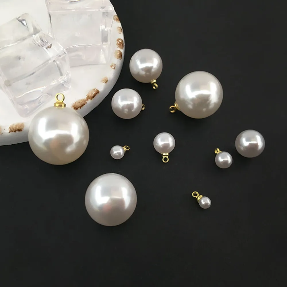 Runde ABS Imitation Künstliche Perle Anhänger Mit Metalllegierung Schlaufe Kappe Für DIY Schmuckherstellung Ohrring Halskette Zubehör