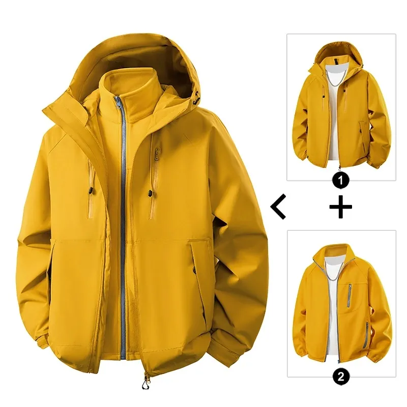 Wasserdichte Winddichte Kapuzen-Outdoor-Jacke Mit Abnehmbarem Fleecefutter Warmer Wander- Und Reise-Mantel Für Herren Und Damen