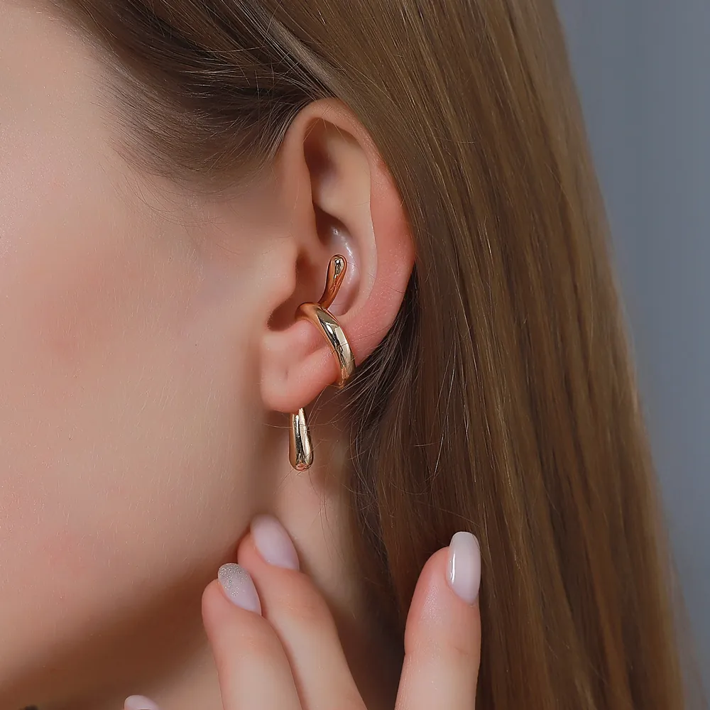 Snake Ear Cuff Earring Alloy Non Pierced Punk Hip Hop Spiral Liquid Metal Jewelry For Women
