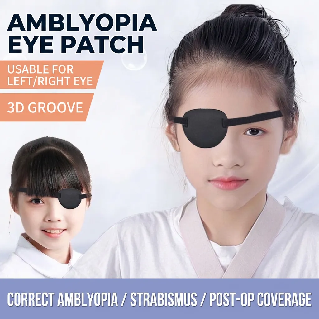 3D Groove Single Eye Patch Sponge Knitted Fabric Adjustable Shading Mask For Amblyopia Strabismus Correction Training