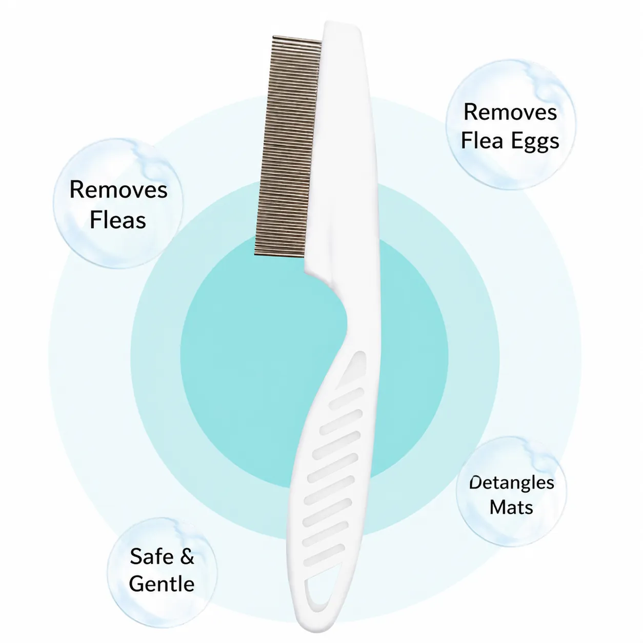 Pet Flea Comb For Dogs And Cats Fine Tooth Grooming Brush With Stainless Steel Pins And Non-slip Plastic Handle