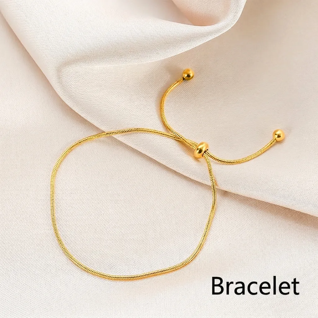 Bracciale A Catena Serpente Minimalista Per Donna Acciaio Al Titanio Placcato Oro 18K Cursore Regolabile Gioielli Di Moda