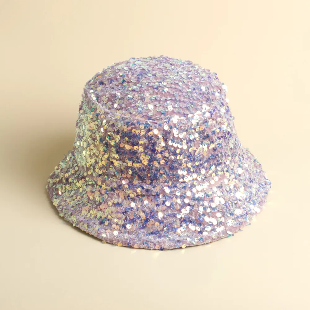 Sequined Bucket Hat Shiny Iridescent Glitter Foldable Sun Protection Elegant Party Festival Pot Hat For Women