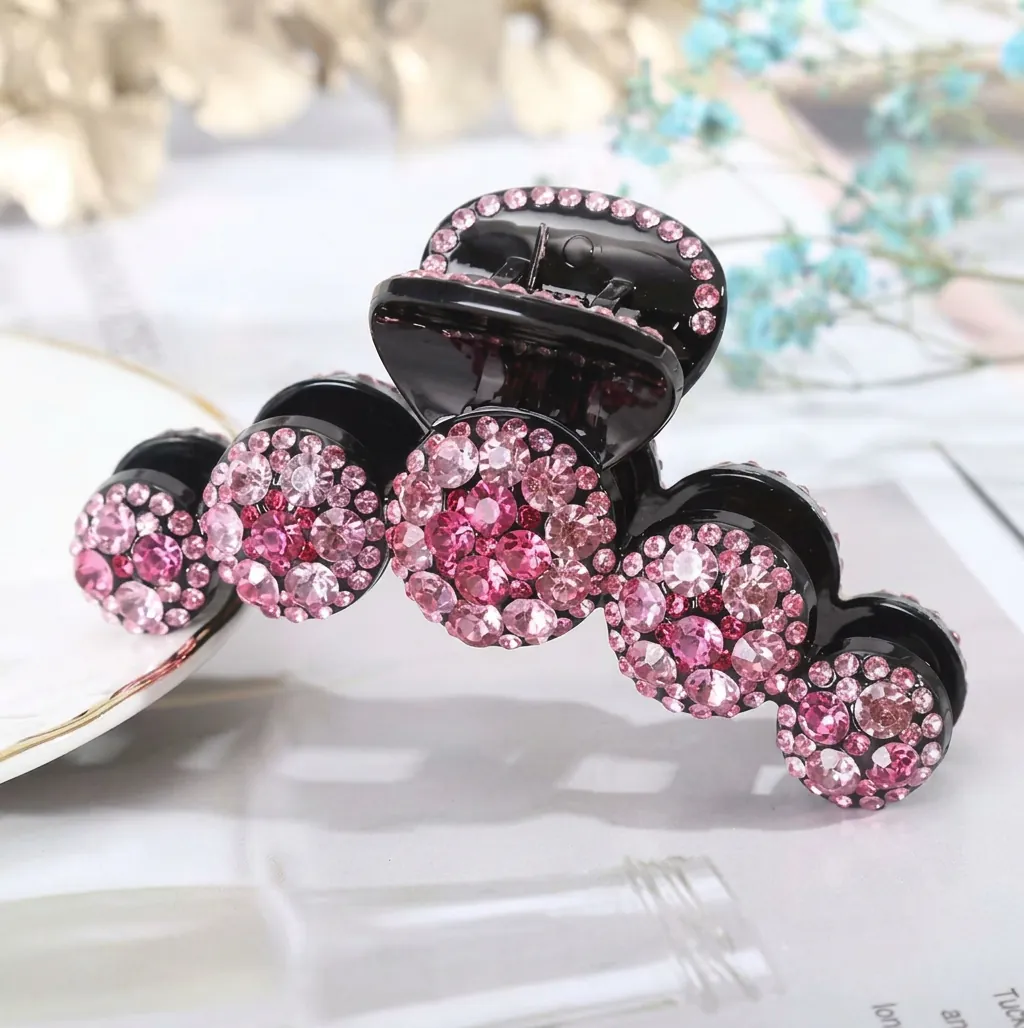 Molletta Per Capelli Con Strass Scintillanti Grande Resina Grappolo Cinque Cerchi Accessorio Acconciatura Per Donne