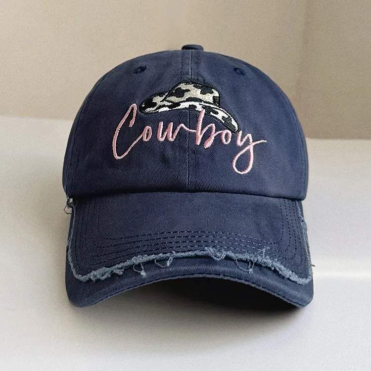 Gorra De Béisbol De Algodón Desgastado Bordado Cowboy Vintage Protección Solar Ajustable Sombrero Hip Hop Casual Para Mujeres Hombres