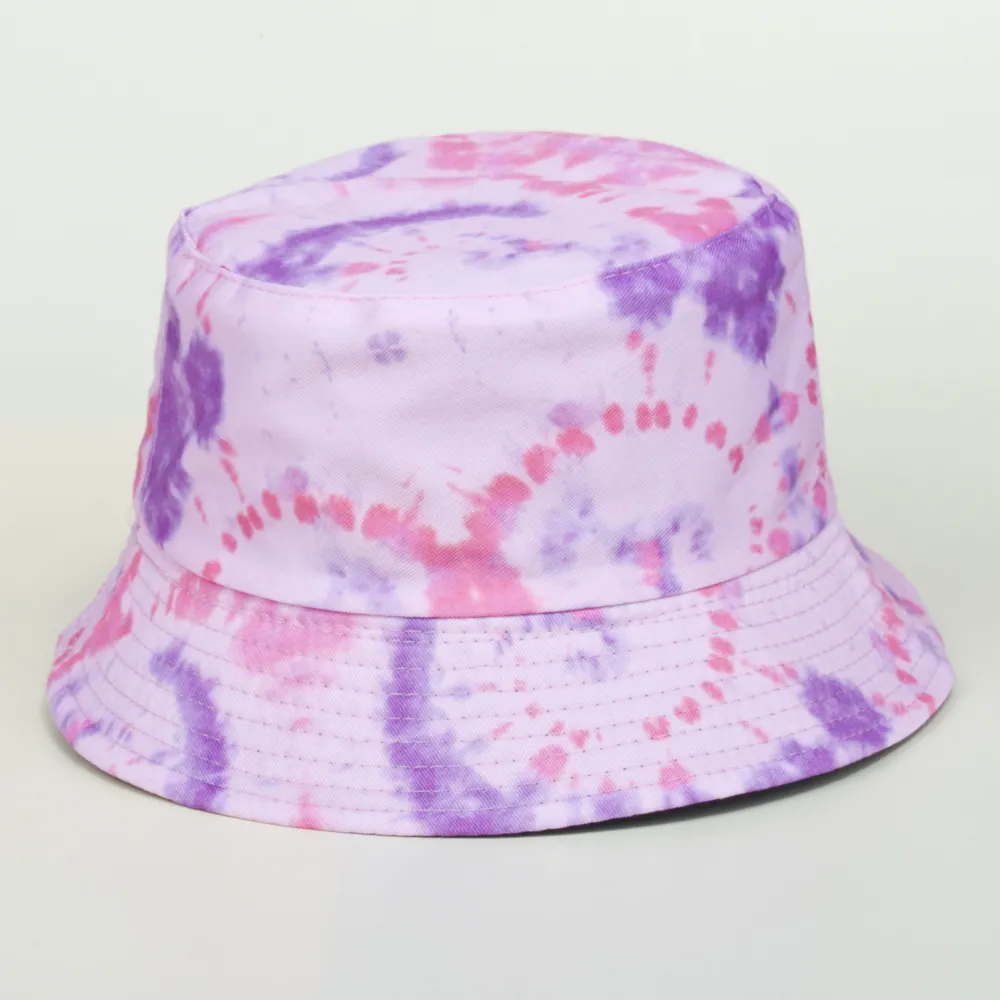 Colorful Tie Dye Bucket Hat Double Sided Cotton Canvas Sun Protection Outdoor Beach Summer Fisherman Cap For Women Men