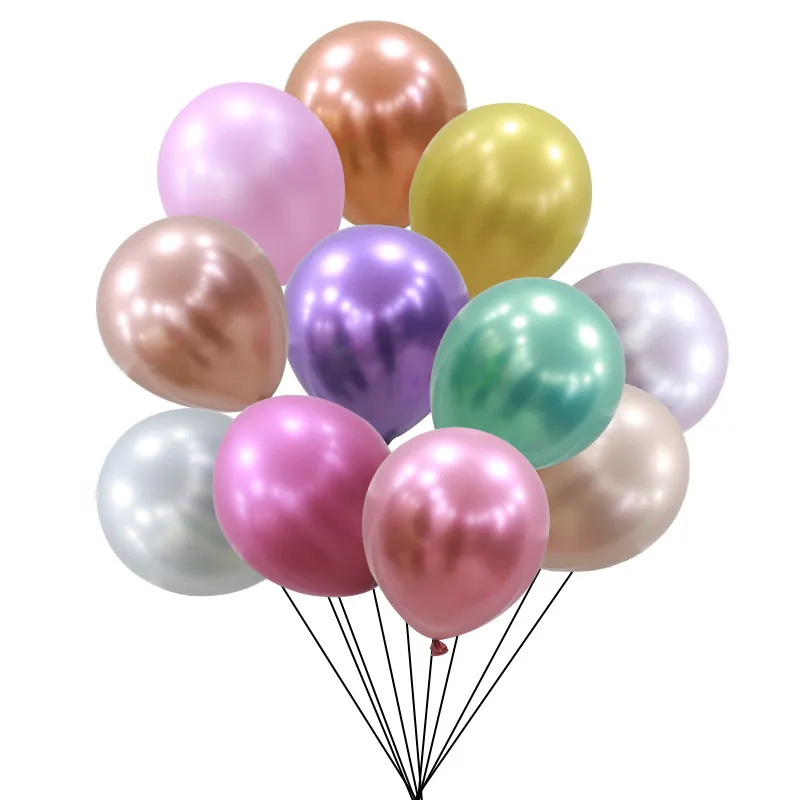 Metallic Latex Balloons Round Chrome Shiny Decorative For Birthday Wedding Party Celebration