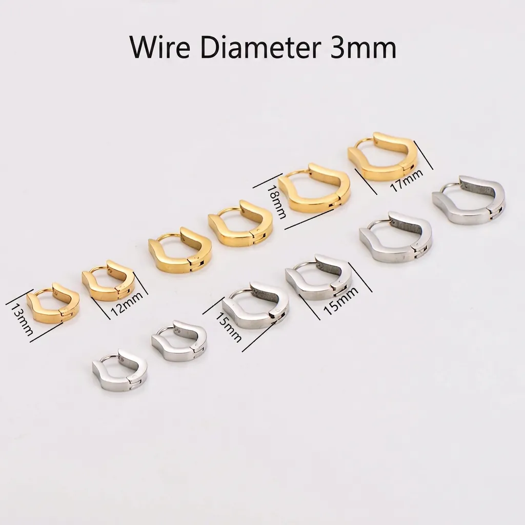 Orecchini A Cerchio A U In Acciaio Inossidabile 304 Con Placcatura In Oro 18K Finitura Lucida Stile Moderno