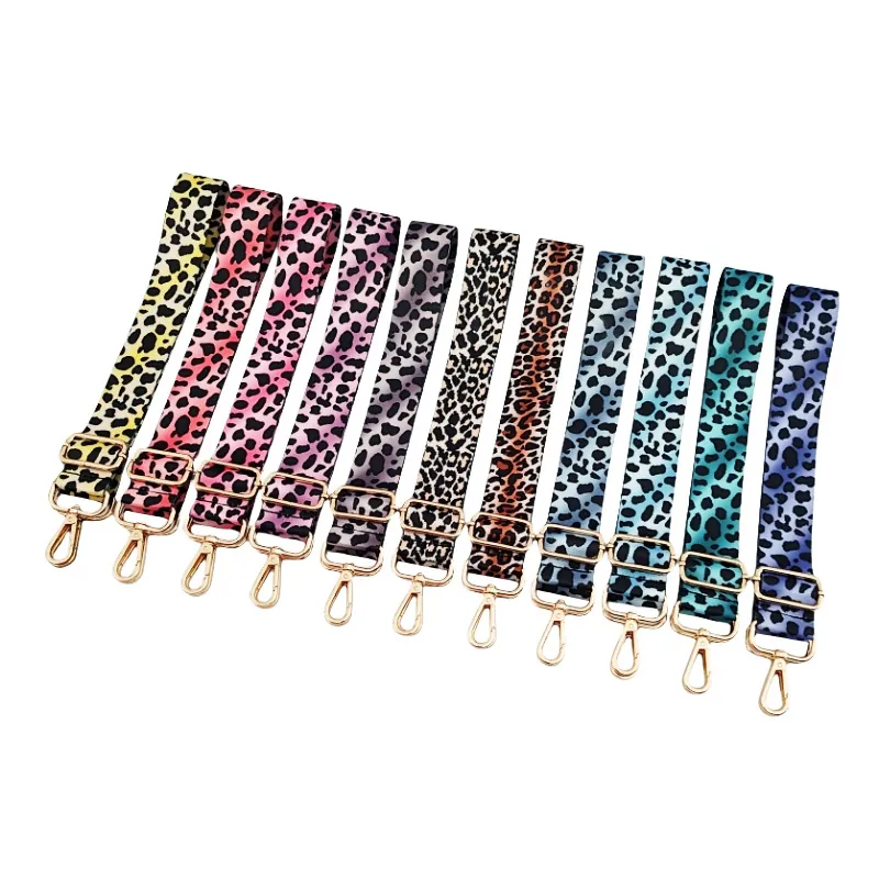 Reserve Tasriem Breed Verstelbaar Luipaardprint Stof Schouderriem Voor Handtassen Crossbody Kleurrijke Metalen Haak