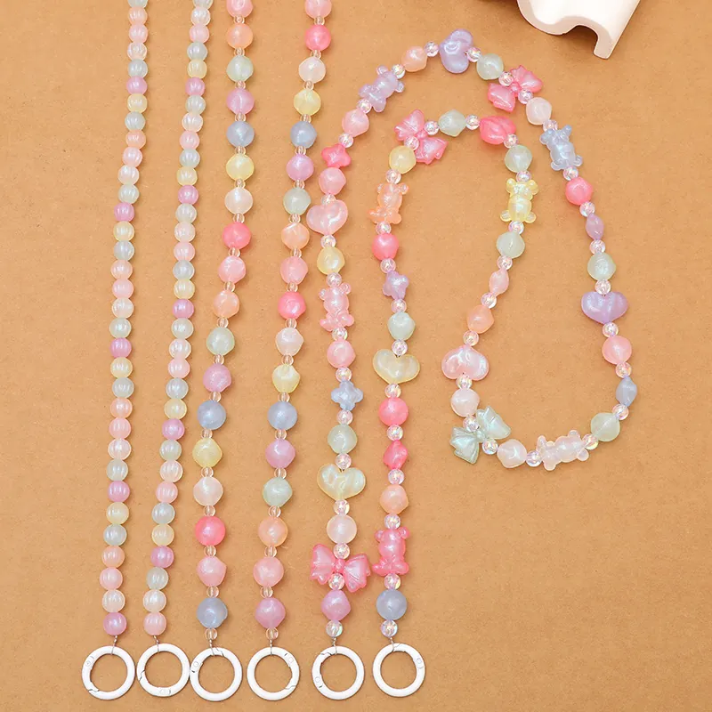 Cordino Per Telefono Con Perline Tracolla Per Borsa Perline In Acrilico Colorate Macaron Cuore Stella Accessorio