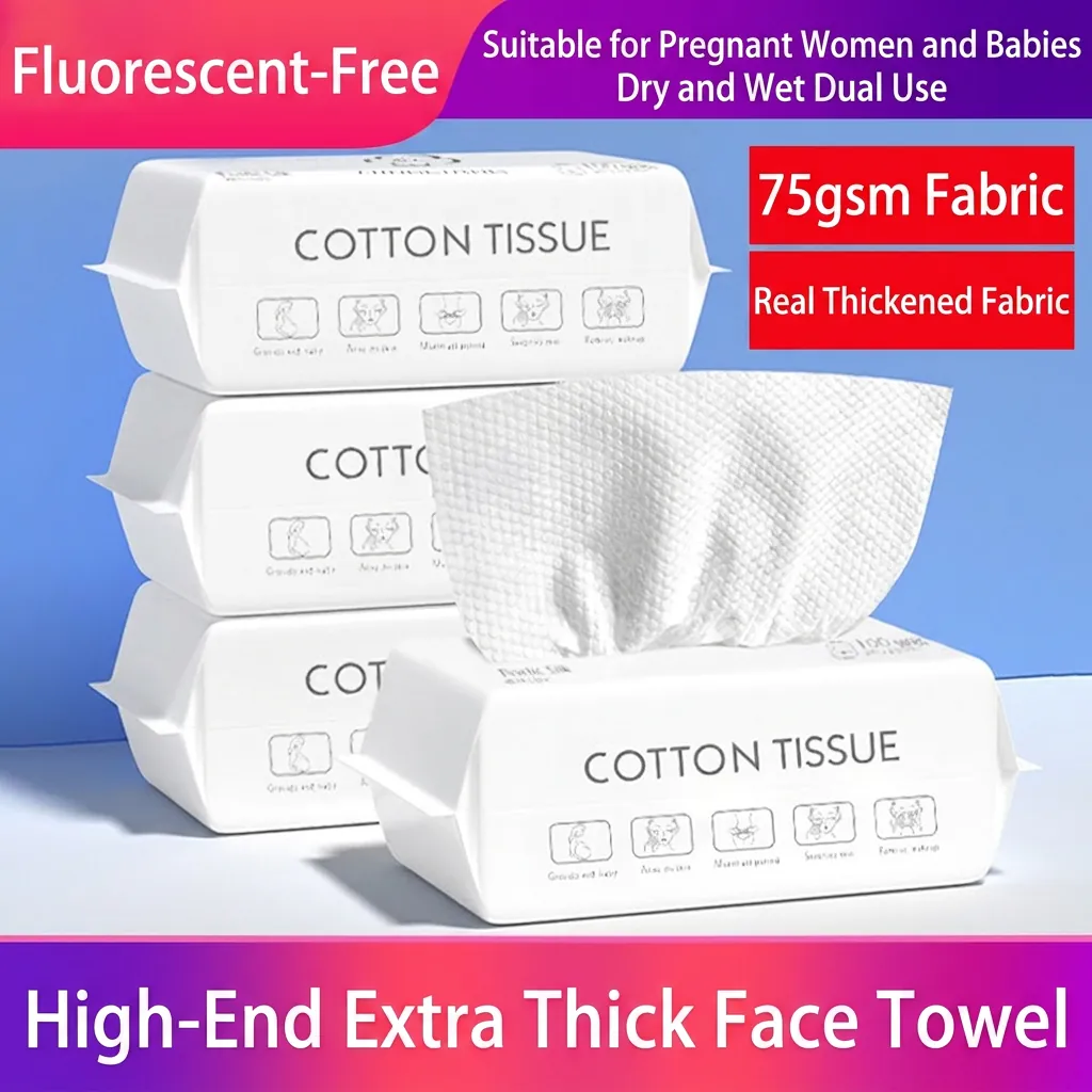 Disposable Cotton Face Towels Extra Thick Artificial Pearl Texture For Cleansing Makeup Removal Baby Care Soft Lint Free Tissue