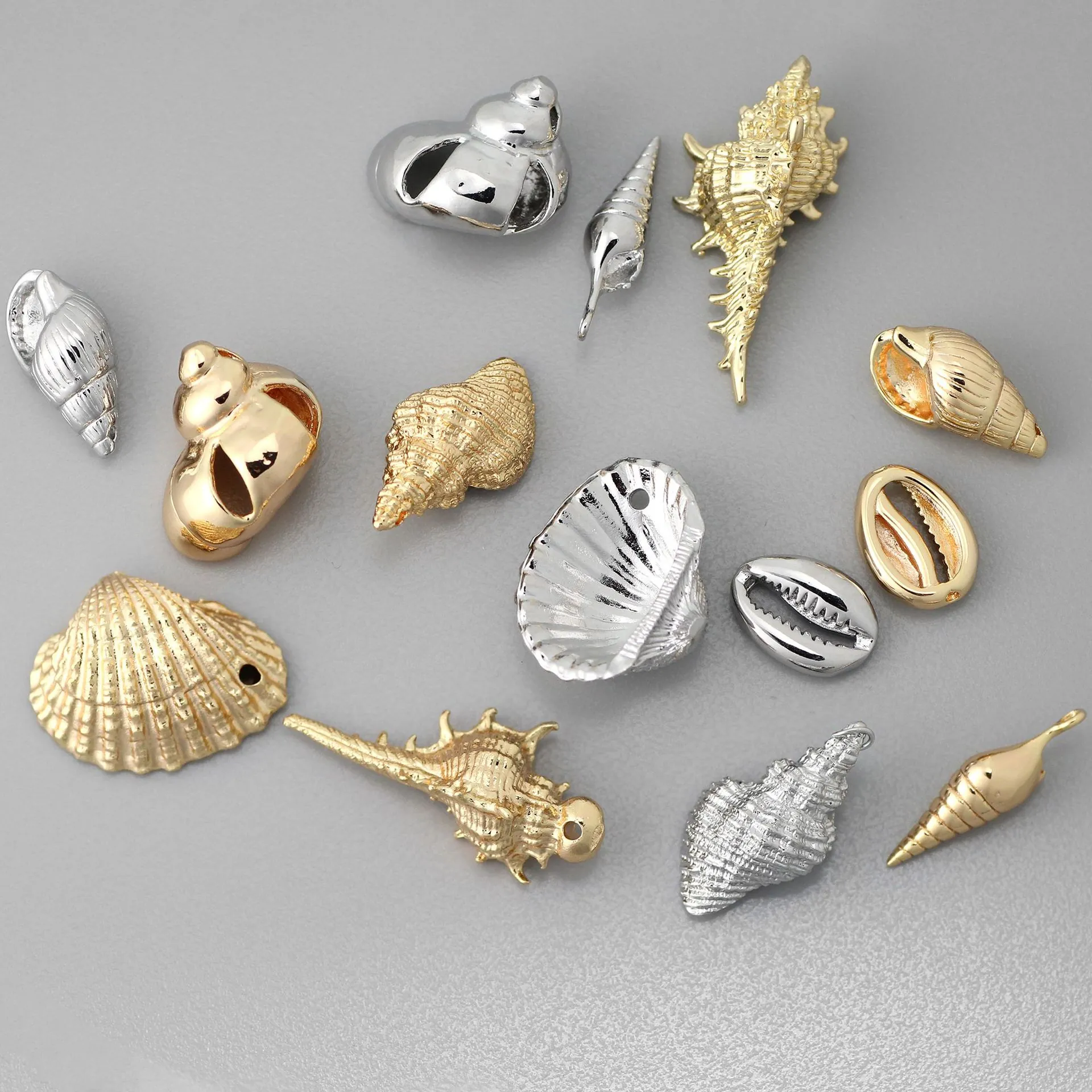 Conch Seashell Charms Pendants 18K Gold Plated Brass Metal For DIY Jewelry Making Beach Ocean Style Accessories