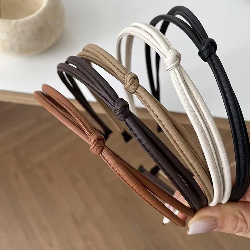 PU Leder Knoten Stirnband Dünner Haarreif Für Damen Täglich Elegant Einfarbig Vintage Kopfschmuck
