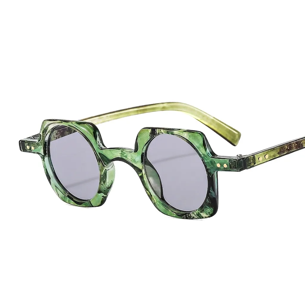 Square Frame Round Lenses Sunglasses PC Punk Hip Hop Retro UV400 Protection Unisex Fashion Eyewear For Men Women