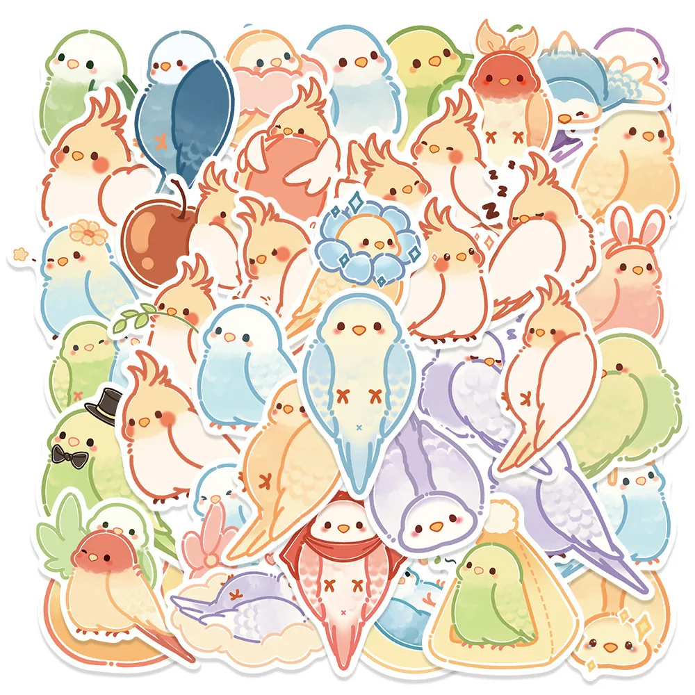 Adesivi Pappagallo Cartone Animato Impermeabile PVC Colore Macaron Uccello Decalcomanie Per Laptop Chitarra Scrapbooking DIY