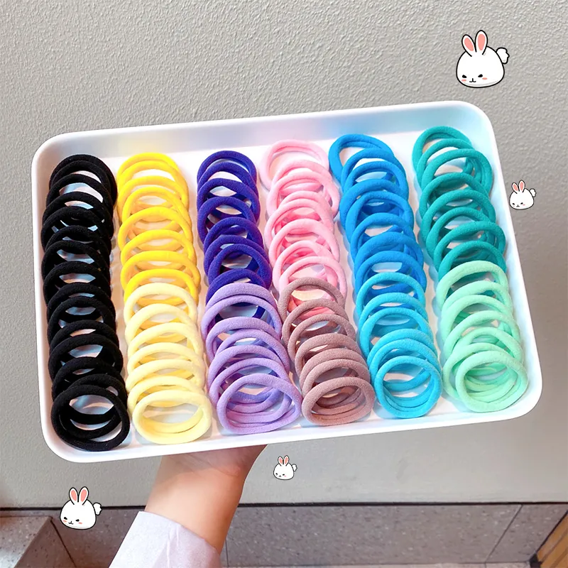 High Elasticity Hair Ties Seamless Fabric Hair Ropes Candy Colors Durable Elastic Hair Bands For Women Girls Basic Style