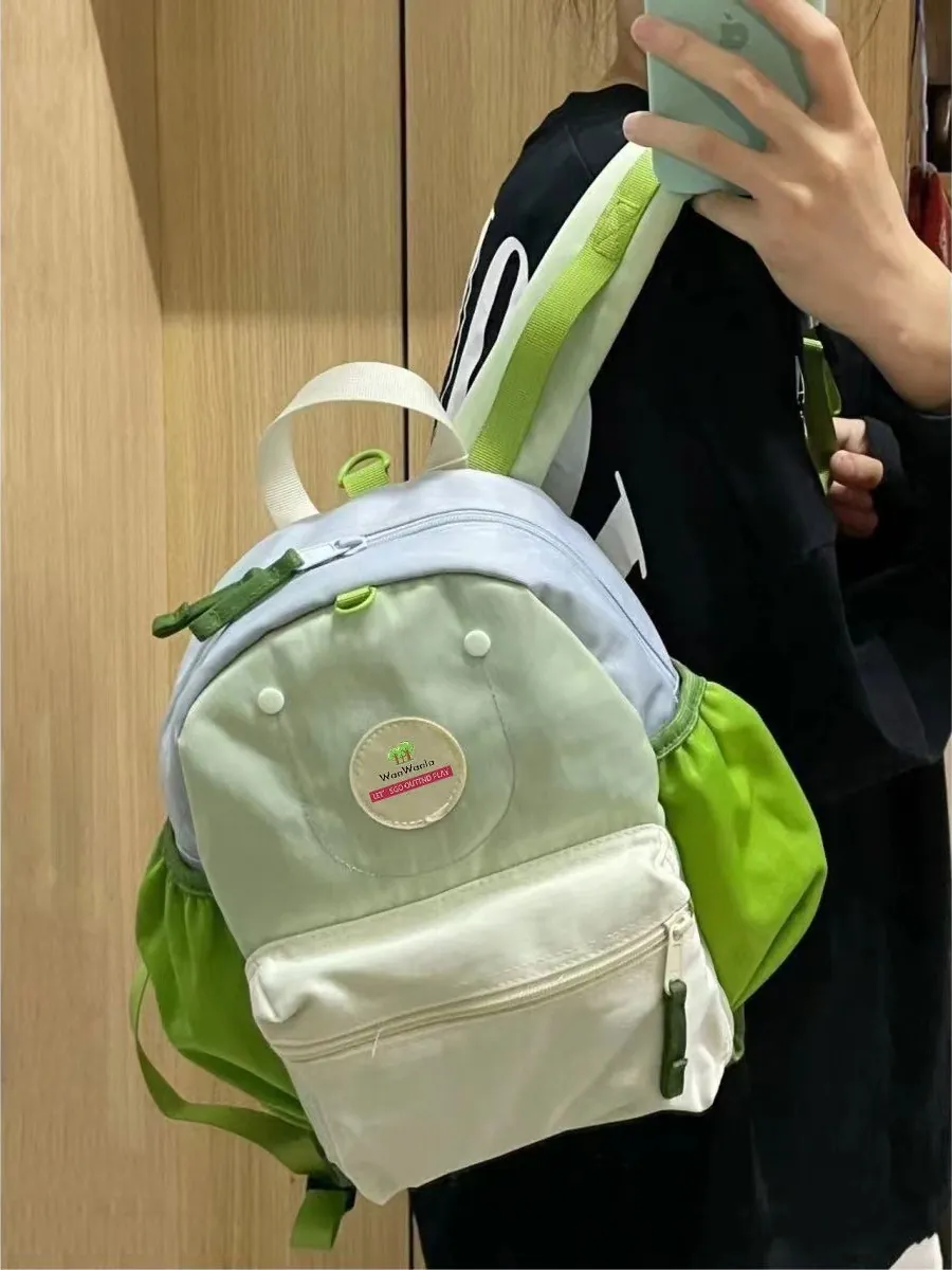 Color Block Lightweight Oxford Cloth Casual Backpack Japanese Style For Kids Women Student Travel School Bag