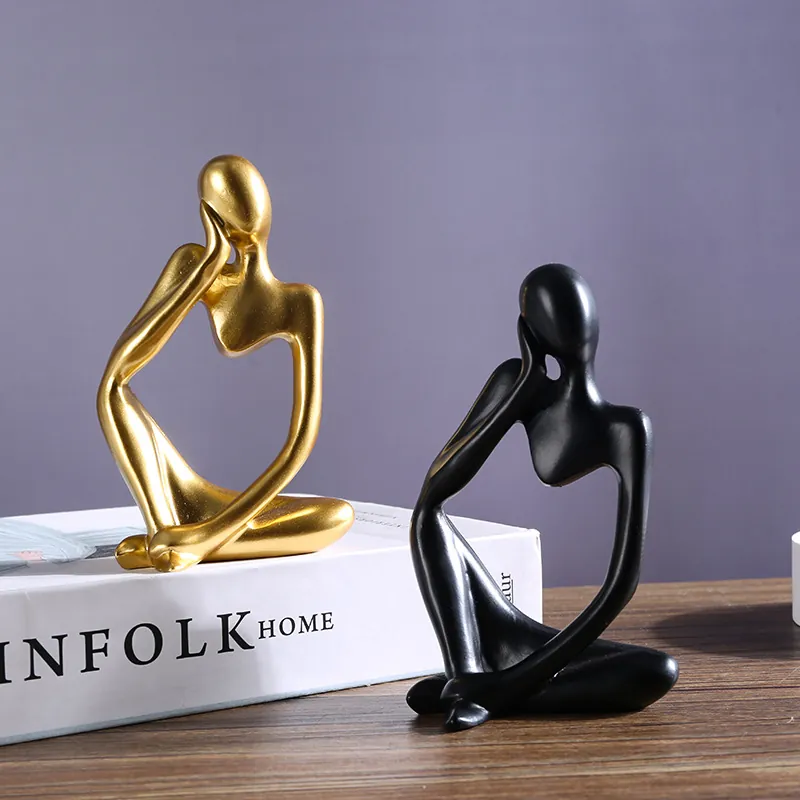Nordic Abstract Thinker Statue Resin Modern Minimalist Sculptures For Home Office Desktop Bookshelf Decor Creative Art Figurine