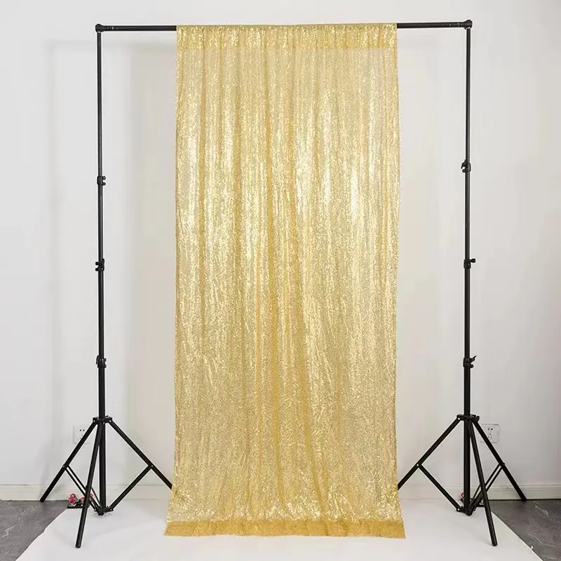 Sequin Backdrop Curtain Shimmer Glitter Polyester Fabric For Photography Wedding Party Event Decoration Solid Color Rectangular