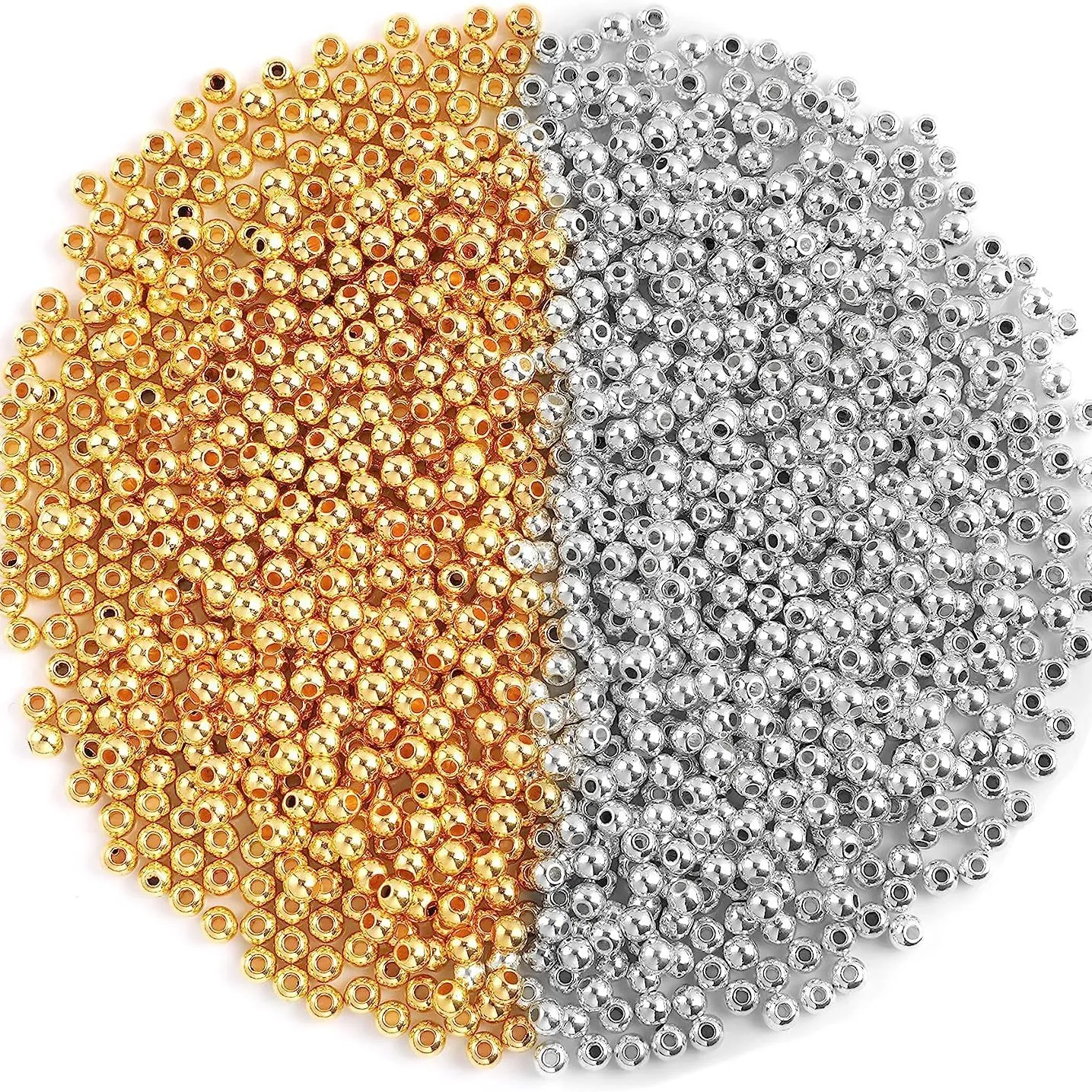 Smooth Round Spacer Beads Electroplated ABS Faux Artificial Pearl For DIY Jewelry Making Bracelet Crafting Supplies